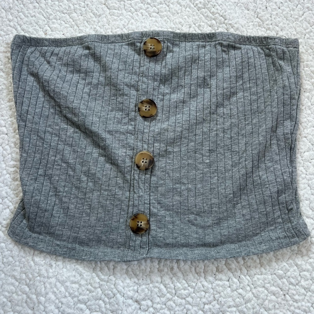 gray button tube top